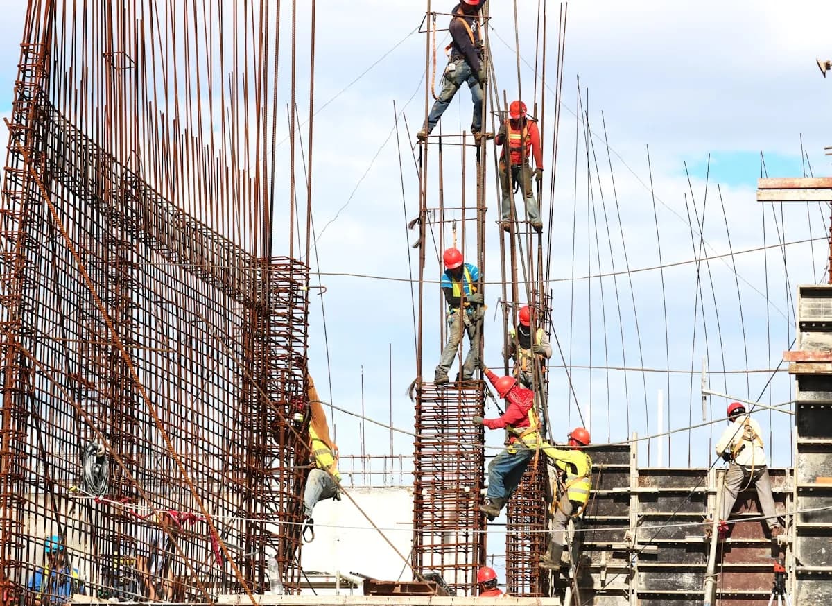 Site manager using mobile app on UK construction site