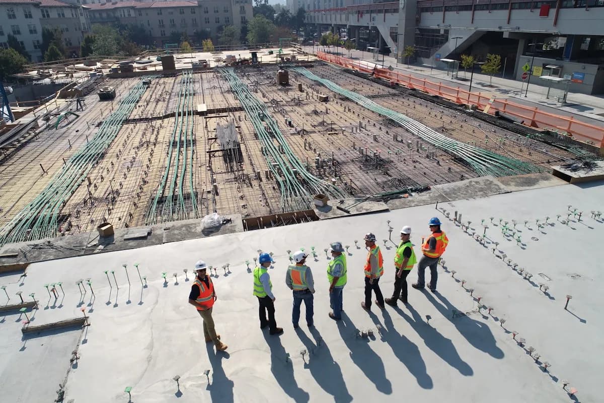 Construction site with steel framework causing signal interference
