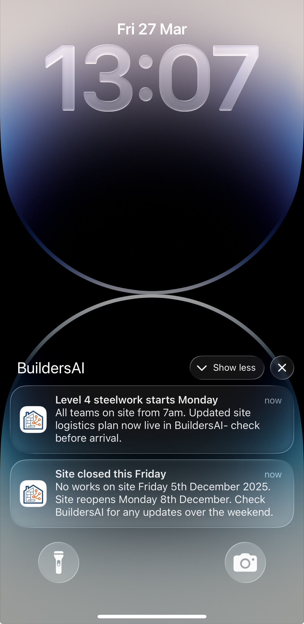 BuildersAI announcement notification reaching every trade on site instantly